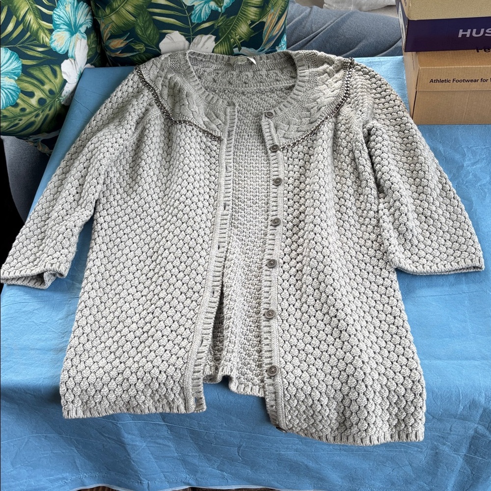 Liz Claiborne New York Gray Knit Cardigan